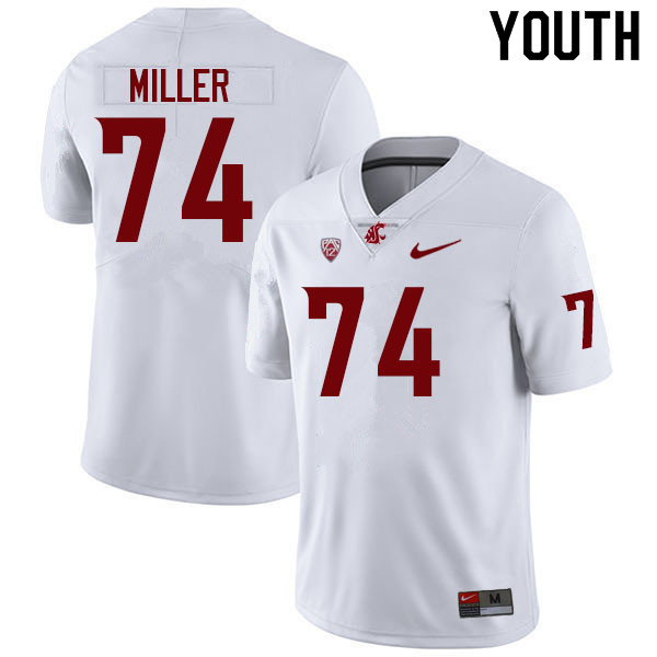 Youth #74 Zack Miller Washington State Cougars College Football Jerseys Sale-White